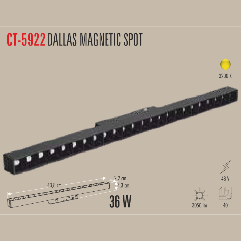 CATA Dallas Magnetic Spot 36W (Ray Armatür Sistemleri) - Kullanım Görseli