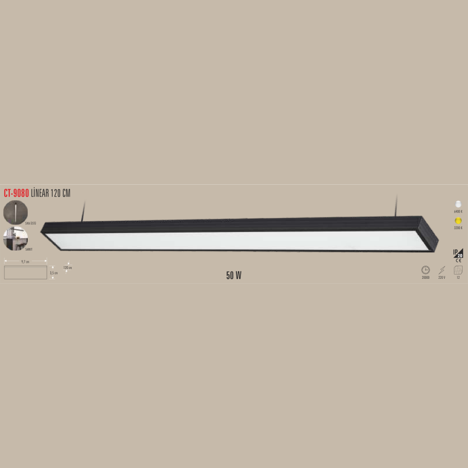 CATA Lineer Sarkıt Armatür 120cm 50W