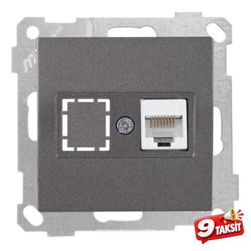 Mutlu San Candela MEK+TUŞ DATA PRİZİ 1*RJ45 (CAT5E) Füme (v2)