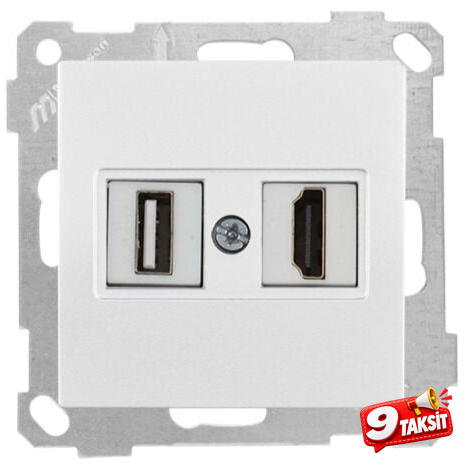 Mutlu San Candela MEK+TUŞ DATA PRİZİ 1*USB/1*HDMI