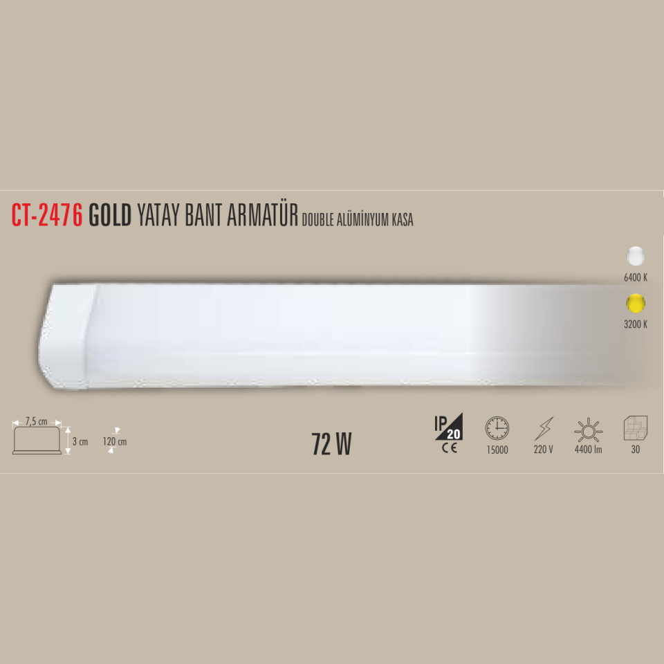 CATA Gold Yatay Bant Armatür 72W