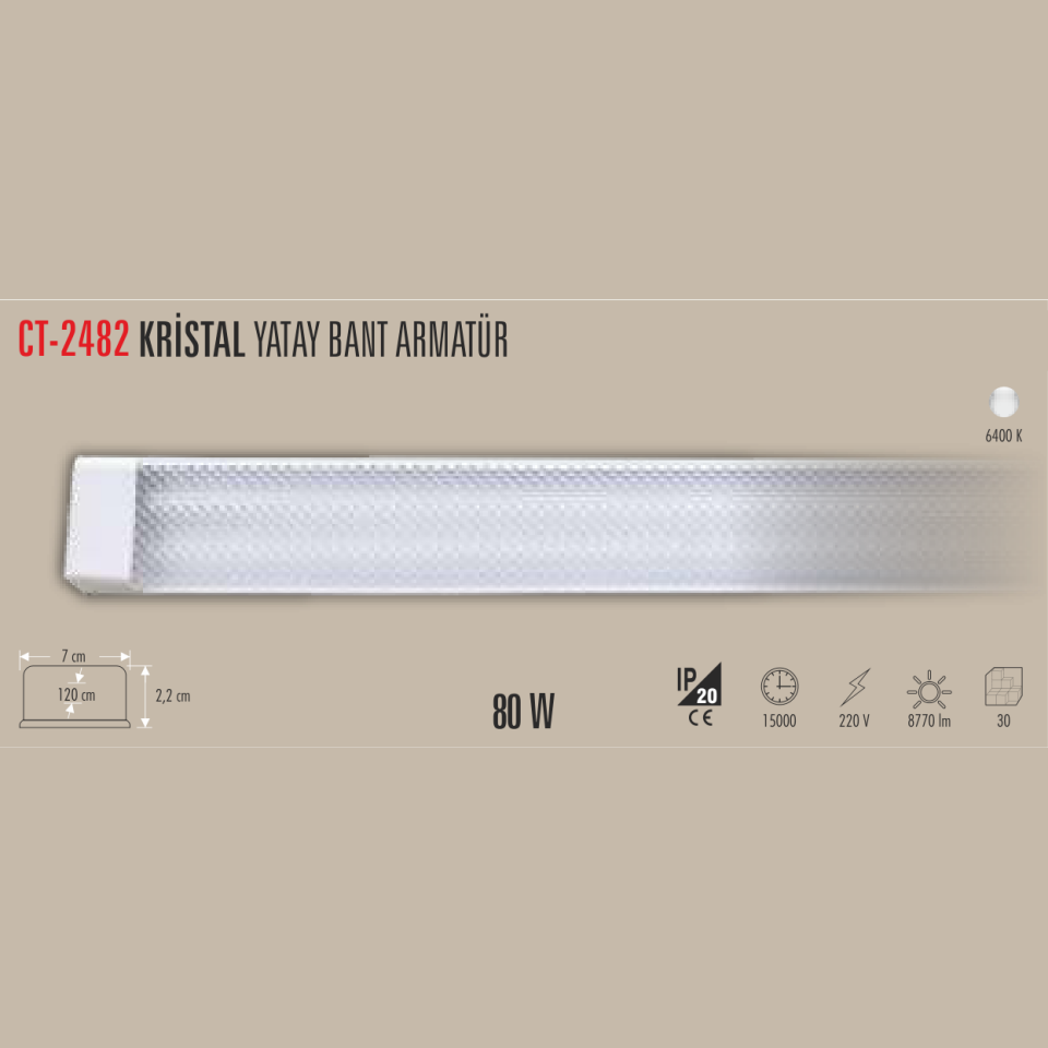CATA Kristal Yatay Bant Armatür 80W