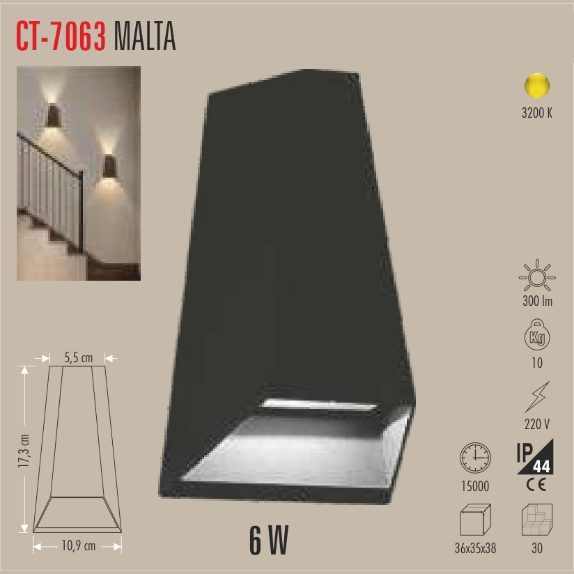 CATA Malta Dış Mekan Aplik 6W