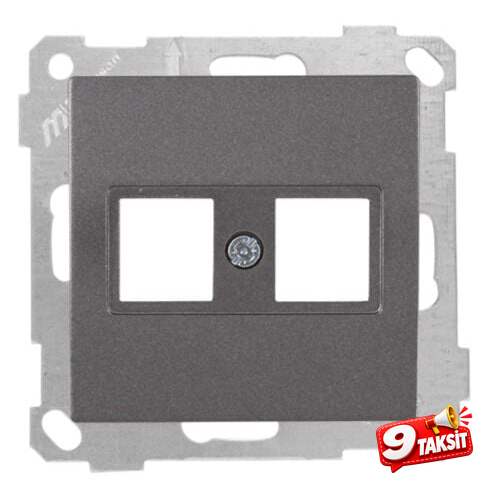 Mutlu San Candela MEK+TUŞ DATA PRİZİ 2*RJ45 (KON.SÜZ) Füme (v2)