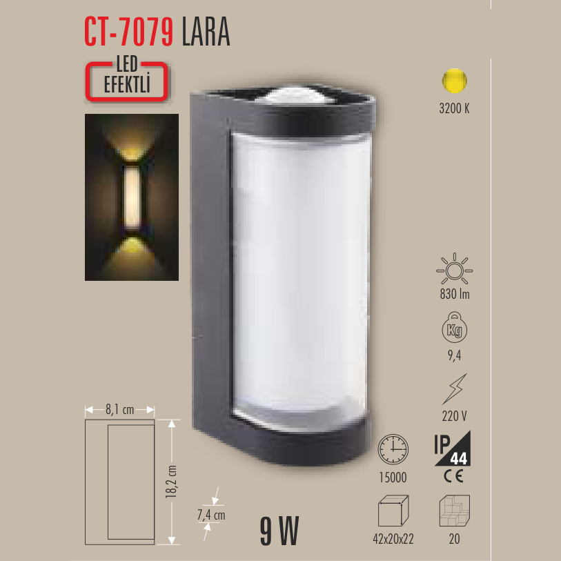 CATA Lara LED Efektli Aplik 9W