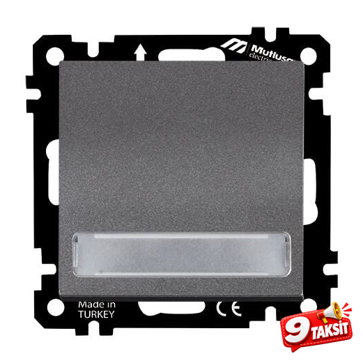Mutlu San Elitra MEK+TUŞ IŞIKLI ETİKETLİ ANAHTAR (220V)VİDALI Füme