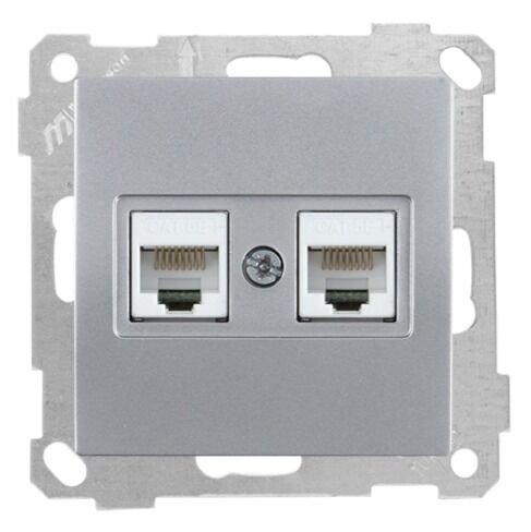 Mutlu San Candela MEK+TUŞ DATA PRİZİ 2*RJ45 (CAT5E) İnox (v1)