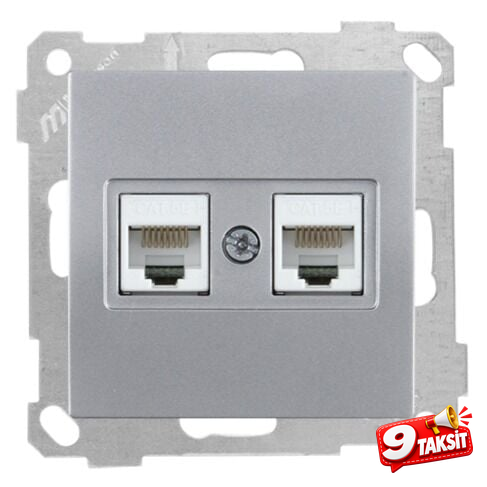 Mutlu San Candela MEK+TUŞ DATA PRİZİ 2*RJ45 (CAT5E) İnox (v2)