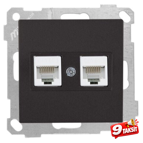 Mutlu San Candela MEK+TUŞ DATA PRİZİ 2*RJ45 (CAT5E) Siyah (v1)