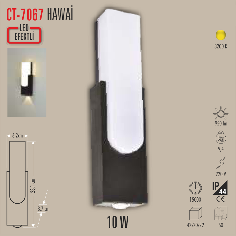 CATA Hawai LED Efektli Aplik 10W