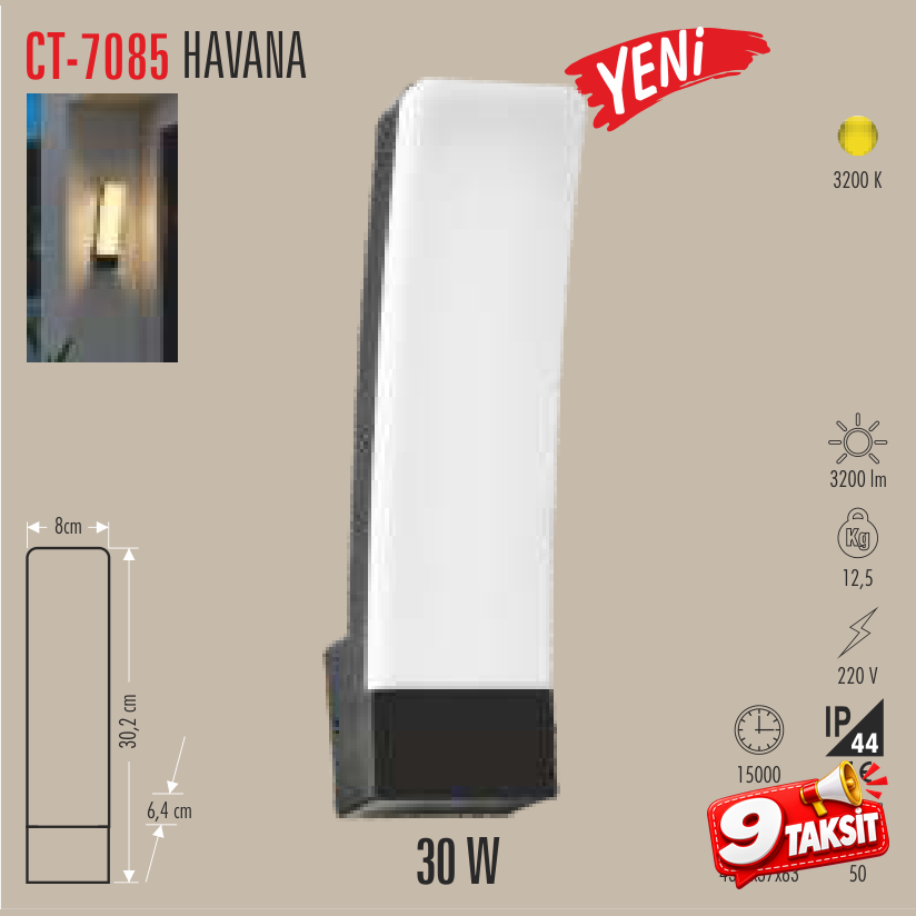 CATA Havana Dış Mekan Aplik 30W (Aplik) - Ürün Görseli