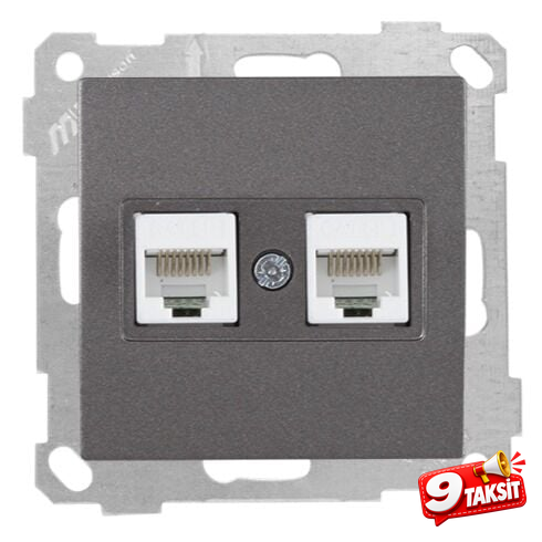Mutlu San Candela MEK+TUŞ DATA PRİZİ 2*RJ45 (CAT5E) Füme (v2)