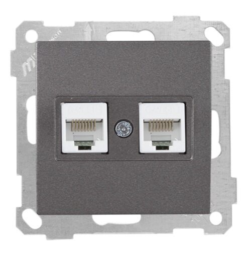 Mutlu San Candela MEK+TUŞ DATA PRİZİ 2*RJ45 (CAT5E) Füme (v2)