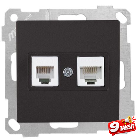 Mutlu San Candela MEK+TUŞ TLF DATA PRİZ (RJ12 CAT3 + CAT5E) Siyah (v1)
