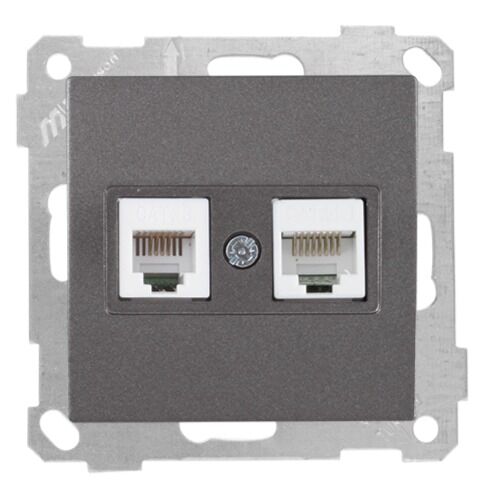 Mutlu San Candela MEK+TUŞ TLF DATA PRİZ (RJ12 CAT3 + CAT5E) Füme (v1)