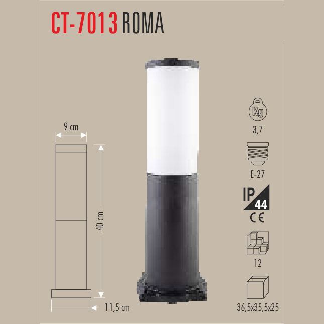 CATA Roma Set Üstü Bahçe Armatürü 40cm