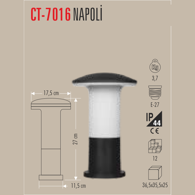 CATA Napoli Set Üstü Bahçe Armatürü 27cm
