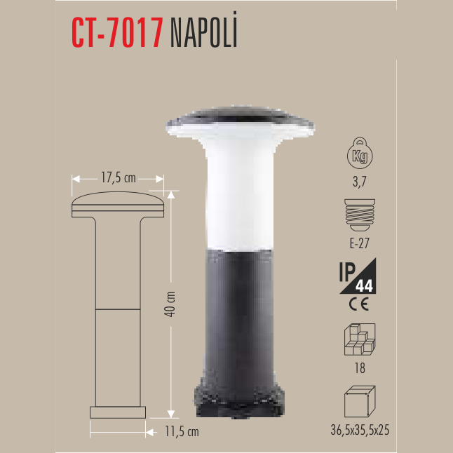 CATA Napoli Set Üstü Bahçe Armatürü 40cm