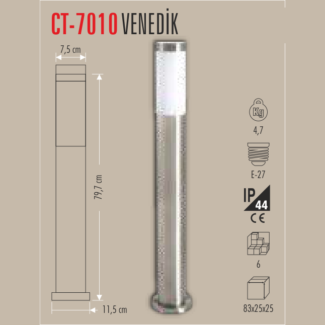 CATA Venedik Set Üstü Bahçe Armatürü 80cm