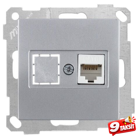 Mutlu San Candela MEK+TUŞ DATA PRİZİ 1*RJ45 (CAT6) İnox (v2)