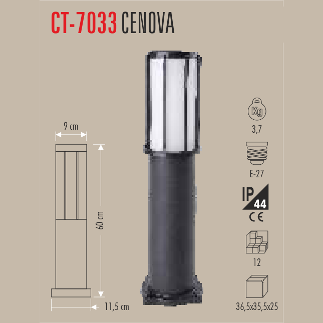 CATA Cenova Set Üstü Bahçe Armatürü 60cm