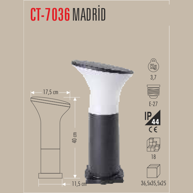 CATA Madrid Set Üstü Bahçe Armatürü 40cm