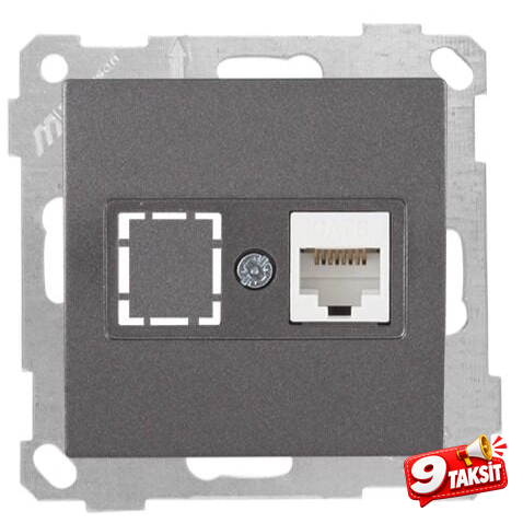 Mutlu San Candela MEK+TUŞ DATA PRİZİ 1*RJ45 (CAT6) Füme (v1)