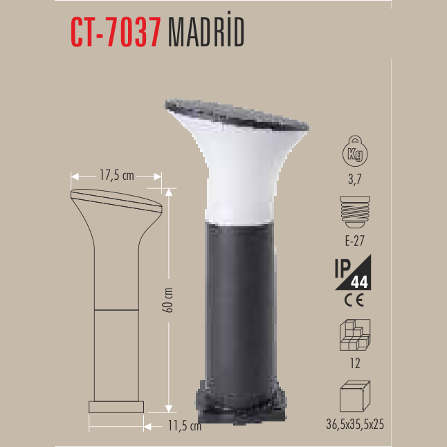 CATA Madrid Set Üstü Bahçe Armatürü 60cm (Bahçe Aydınlatması) - Kullanım Görseli
