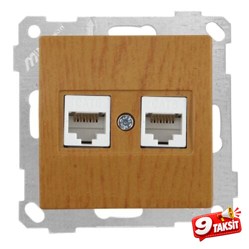 Mutlu San Candela MEK+TUŞ DATA PRİZİ 2*RJ45 (CAT6) Meşe (v1)
