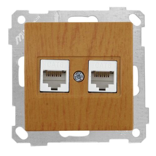 Mutlu San Candela MEK+TUŞ DATA PRİZİ 2*RJ45 (CAT6) Meşe (v1)
