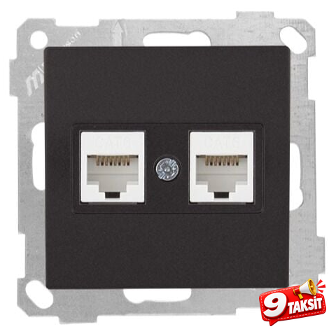 Mutlu San Candela MEK+TUŞ DATA PRİZİ 2*RJ45 (CAT6) Siyah (v1)