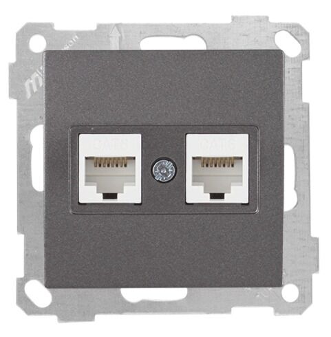 Mutlu San Candela MEK+TUŞ DATA PRİZİ 2*RJ45 (CAT6) Füme (v2)