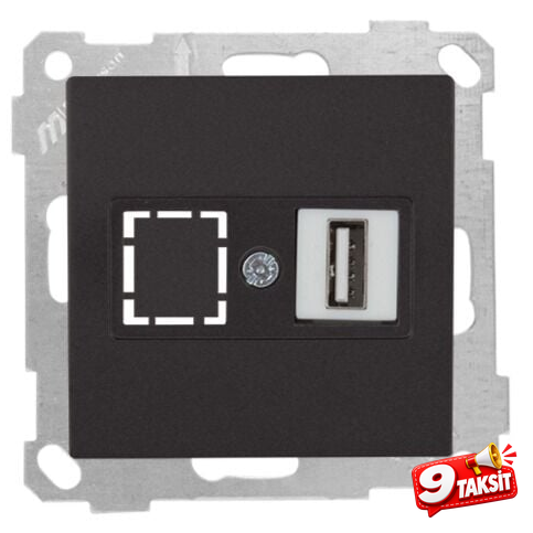 Mutlu San Candela MEK+TUŞ DATA PRİZİ 1*USB Siyah (v1)