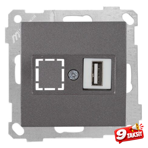Mutlu San Candela MEK+TUŞ DATA PRİZİ 1*USB Füme (v1)