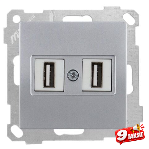 Mutlu San Candela MEK+TUŞ DATA PRİZİ 2*USB İnox (v1)