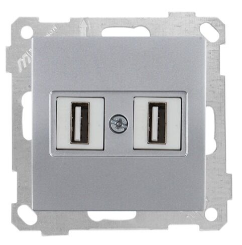 Mutlu San Candela MEK+TUŞ DATA PRİZİ 2*USB İnox (v1)