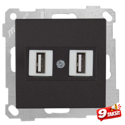 Mutlu San Candela MEK+TUŞ DATA PRİZİ 2*USB Siyah (v1)