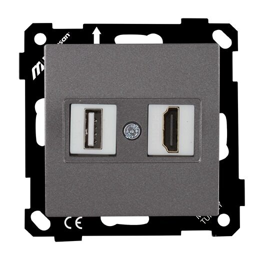 Mutlu San Elitra MEK+TUŞ DATA PRİZİ 1*USB/1*HDMI Füme