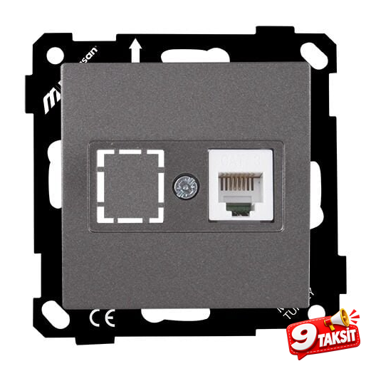 Mutlu San Elitra MEK+TUŞ TELEFON PRİZİ 1*RJ12 CAT3 Füme