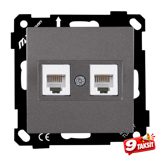 Mutlu San Elitra MEK+TUŞ TELEFON PRİZİ 2*RJ12 CAT3 Füme