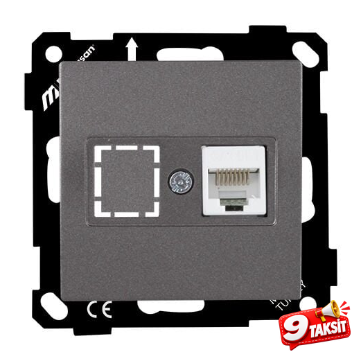 Mutlu San Elitra MEK+TUŞ DATA PRİZİ 1*RJ45 (CAT5E) Füme