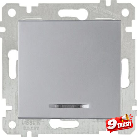Mutlu San Rita MEK+TUŞ IŞIKLI ANAHTAR (220V) (VİDALI) İnox