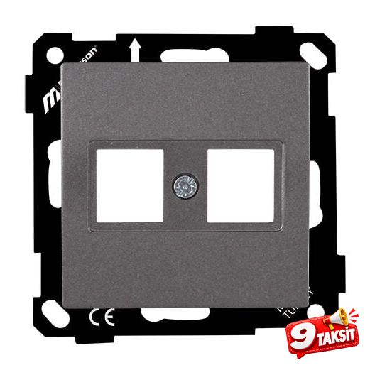 Mutlu San Elitra MEK+TUŞ DATA PRİZİ 2*RJ45 (KON.SÜZ) Füme