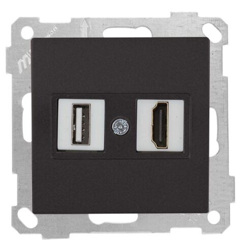 Mutlu San Candela MEK+TUŞ DATA PRİZİ 1*USB/1*HDMI Siyah