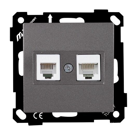 Mutlu San Elitra MEK+TUŞ TLF+DATA PRİZ (RJ12 CAT3+CAT5E) Füme