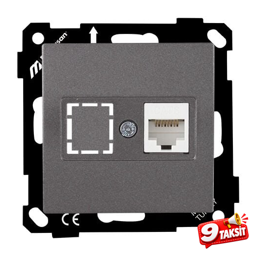 Mutlu San Elitra MEK+TUŞ DATA PRİZİ 1*RJ45 (CAT6) Füme