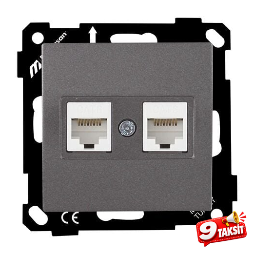 Mutlu San Elitra MEK+TUŞ DATA PRİZİ 2*RJ45 (CAT6) Füme
