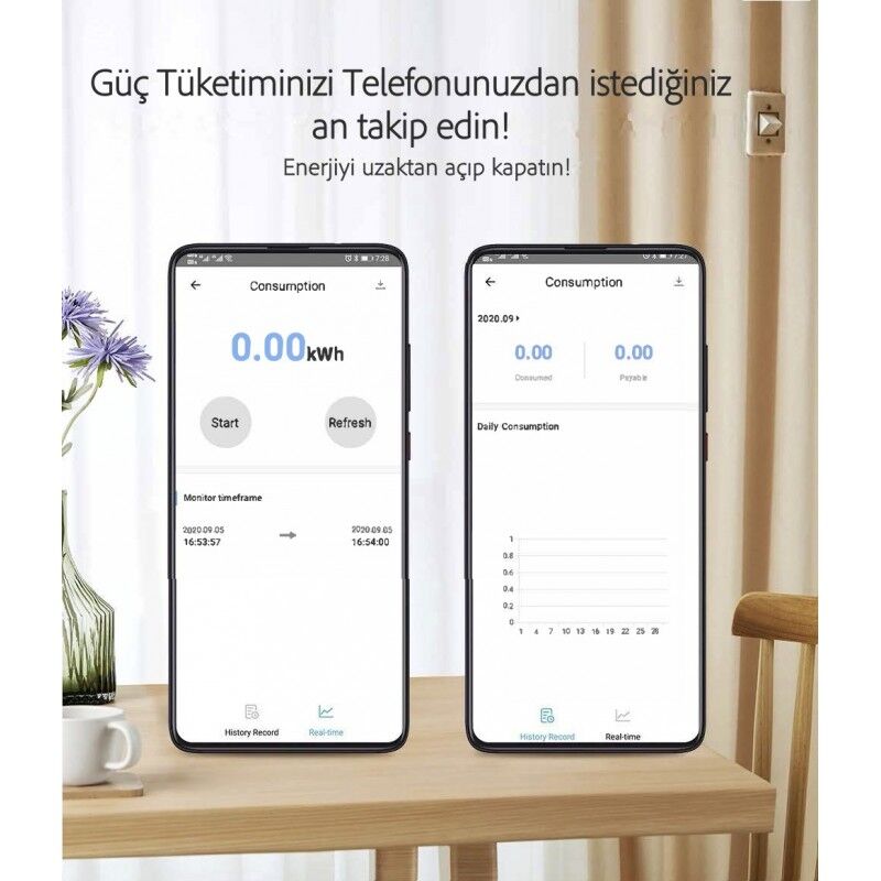 Tomzn Akıllı Voltaj ve Akım Koruma Rölesi, Sıcaklık Korumalı WiFi SmartLife Tuya 63A - Tek Kutup