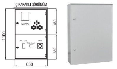 Çetinkaya Tek Kapaklı Sayaç Panosu (Harici + Şapkalı) — x5 Elektronik Syç. + K.A.K + Akım Trafosu + Toroid Röle + 400 A Kompak Yeri Mevcut 65x110x2...